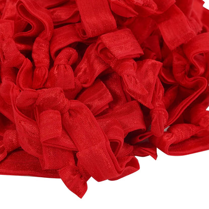 MEEDEE 100 Pack Red Hair Ties – No-Crease, Ouchless, Soft Fold-Over Elastic
