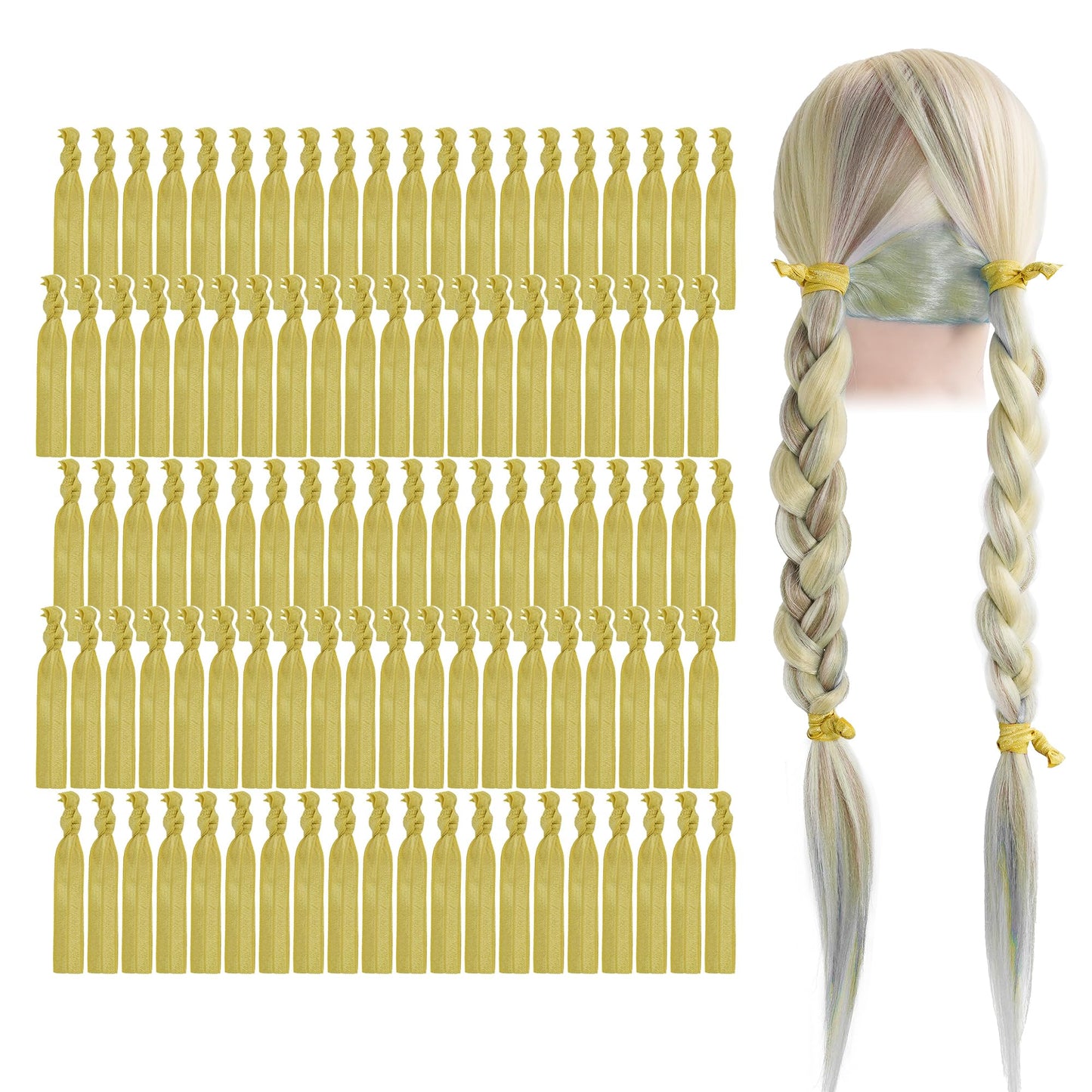 MEEDEE Gold Elastic Hair Ties Pack – 100 No-Crease Ponytail Holders