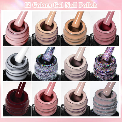 MEET ACROSS Gel Nail Polish Kit – 12 Nude Pink Shades for All Seasons