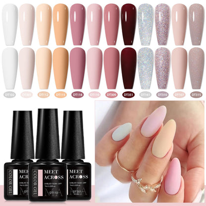 MEET ACROSS Gel Nail Polish Kit – 12 Nude Pink Shades for All Seasons