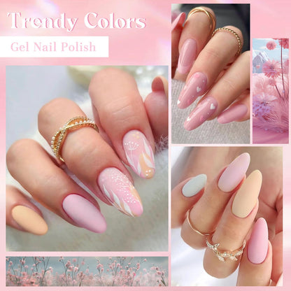 MEET ACROSS Gel Nail Polish Kit – 12 Nude Pink Shades for All Seasons