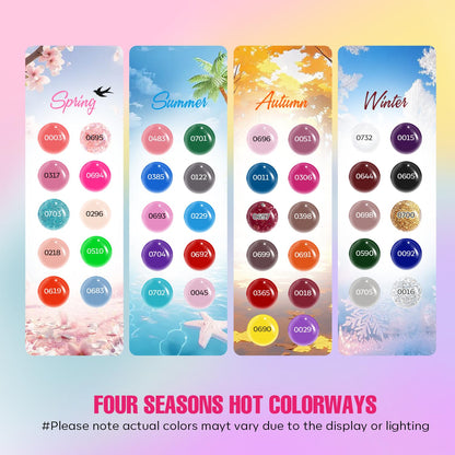 MEFA 47-Pcs Gel Nail Polish Kit — 42 Colors Plus Base Coat and Top Coats for DIY Manicure