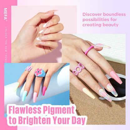 MEFA 32 Colors Gel Nail Polish Kit with 72W LED Lamp – Spring Bright Pastel Nails, 60 Pcs