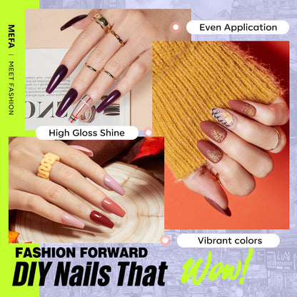 MEFA 35 Pcs Gel Nail Polish Set – 32 Colors All Seasons Collection with Matte/Glossy Base Top Coat