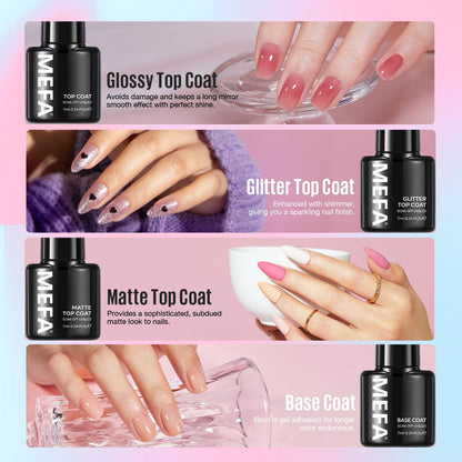 MEFA Gel Nail Polish Kit with 72W LED Lamp – 32 Colors + Base & Top Coats