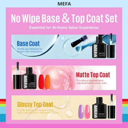 MEFA Neon Gel Nail Polish Set – 32 Colors with Matte/Glossy Base & Top Coat