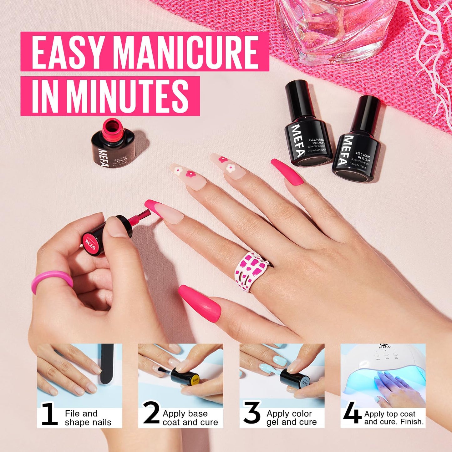MEFA 35 Pcs Gel Nail Polish Set – 32 Neon Colors for Bold At-Home Manicures