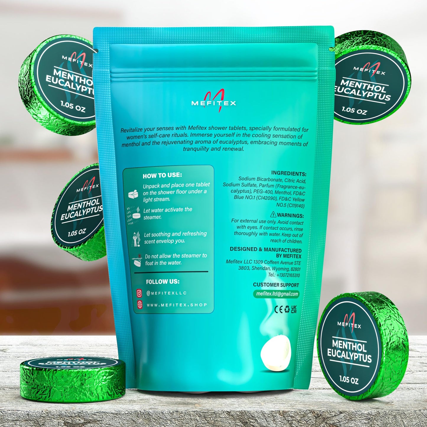 Mefitex Shower Steamers for Men – Menthol Aromatherapy, 15 Pack