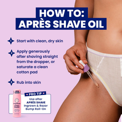 Megababe Après Shave Oil | Soothing After-Shave Oil with Grapeseed & Jojoba, 2 oz
