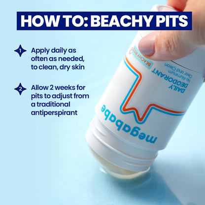 Megababe Beachy Pits Daily Deodorant – Fresh Scent, 2.6 oz Stick