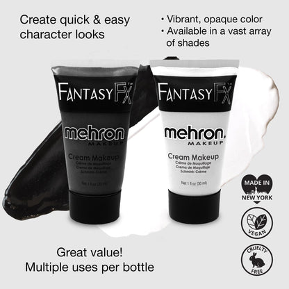 Mehron Fantasy FX Water-Based Face & Body Paint Bundle – Black & White 1 oz Tubes