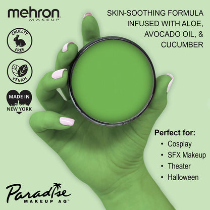 Mehron Paradise Makeup AQ Refill Light Green 1.4 oz — Water Activated Face & Body Paint for Stage & Cosplay