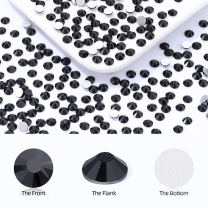 Meibite Black Flatback Glass Rhinestones SS34 – 576pcs, 7.1–7.3mm for Nail Art & Crafts