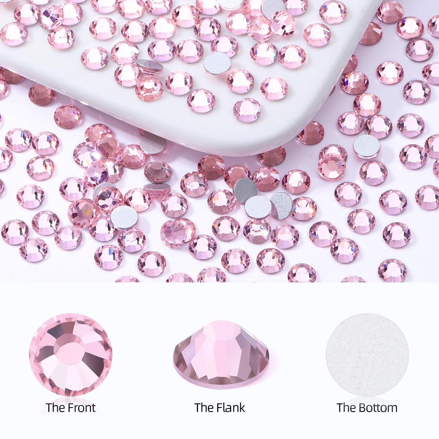 MEIBITE Pink Flatback Rhinestones – 2880 SS16 Glass Crystals (3.8-4.0mm) for Nails & Crafts
