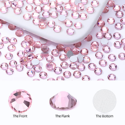 MEIBITE Pink Flatback Rhinestones – 2880 SS16 Glass Crystals (3.8-4.0mm) for Nails & Crafts