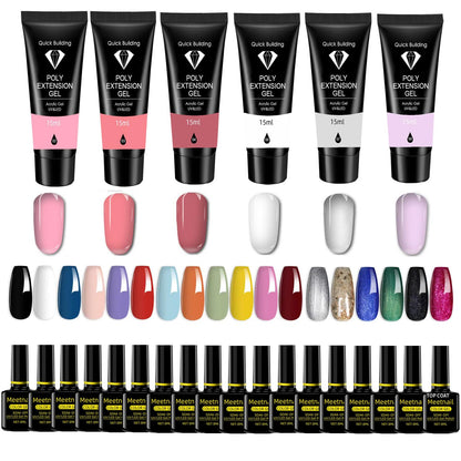 MeiBoes Gel Nail Polish Kit with 48W UV Lamp – 22 Polishes, Base & Top Coats, 6 Extension Gels, Nail Drill & Tools