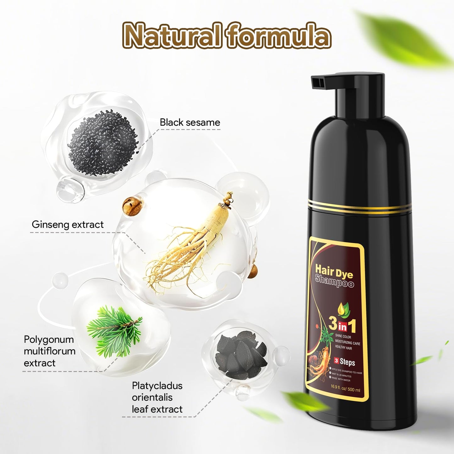 MEIDU Dark Burgundy Hair Dye Shampoo 3-in-1 for Gray Hair – Herbal 500ml