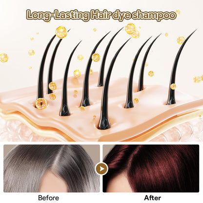 MEIDU Dark Burgundy Hair Dye Shampoo 3-in-1 for Gray Hair – Herbal 500ml