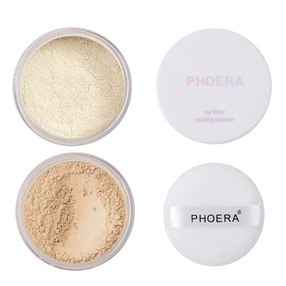 Meifen 2-Piece Phoera Setting Powder – Lightweight Oil Control, Brightens Skin Tone, Full Coverage Loose Powder (01 Translucent, 02 Cool Beige)
