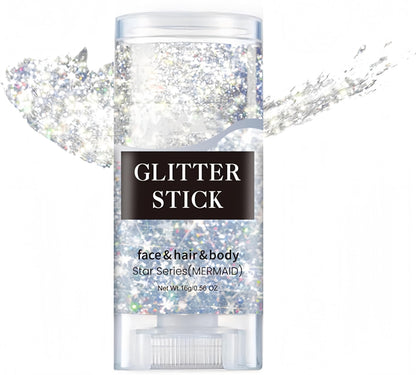 Melemando Body Glitter Stick – 11-Color Holographic Mermaid Sequins for Face, Body & Hair