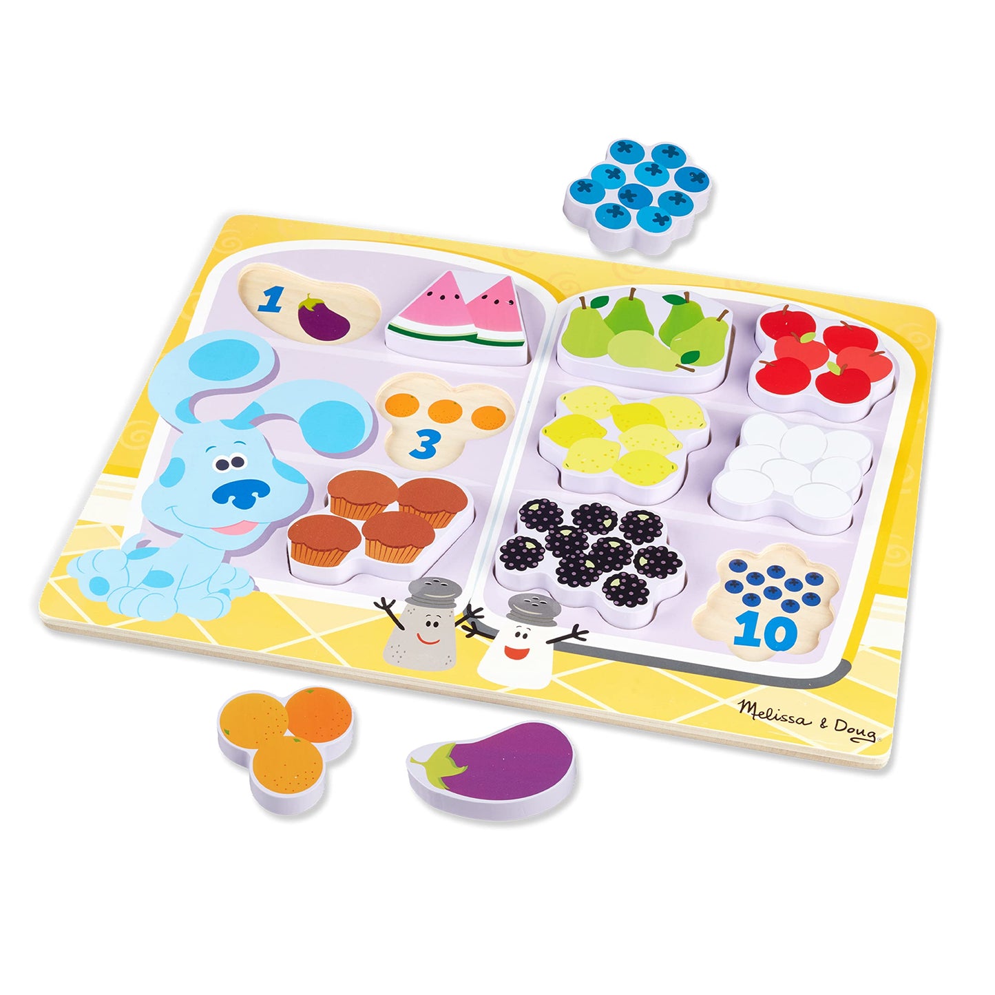 Melissa & Doug Blue's Clues & You! Wooden Fridge Food Puzzle (10 Pieces)