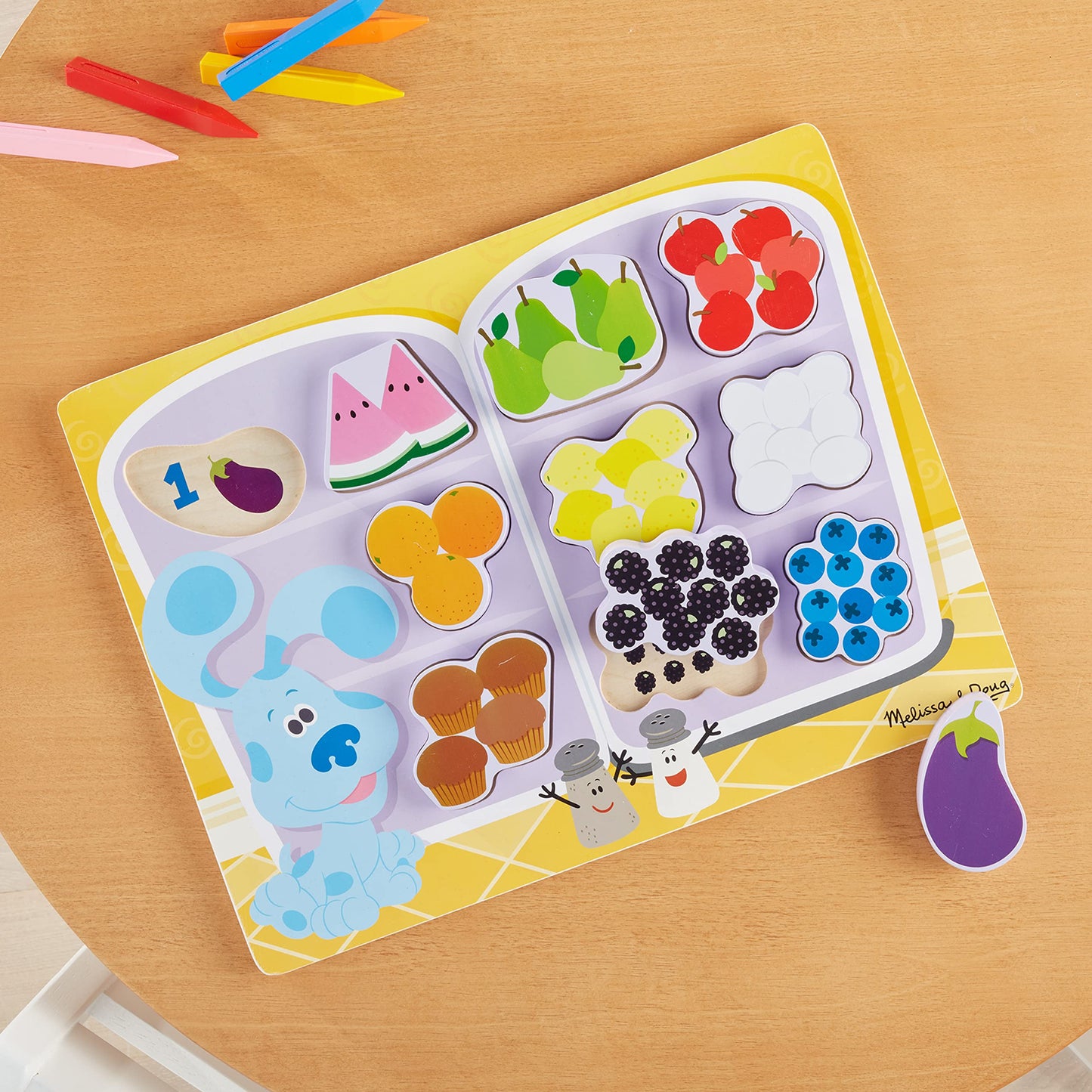 Melissa & Doug Blue's Clues & You! Wooden Fridge Food Puzzle (10 Pieces)