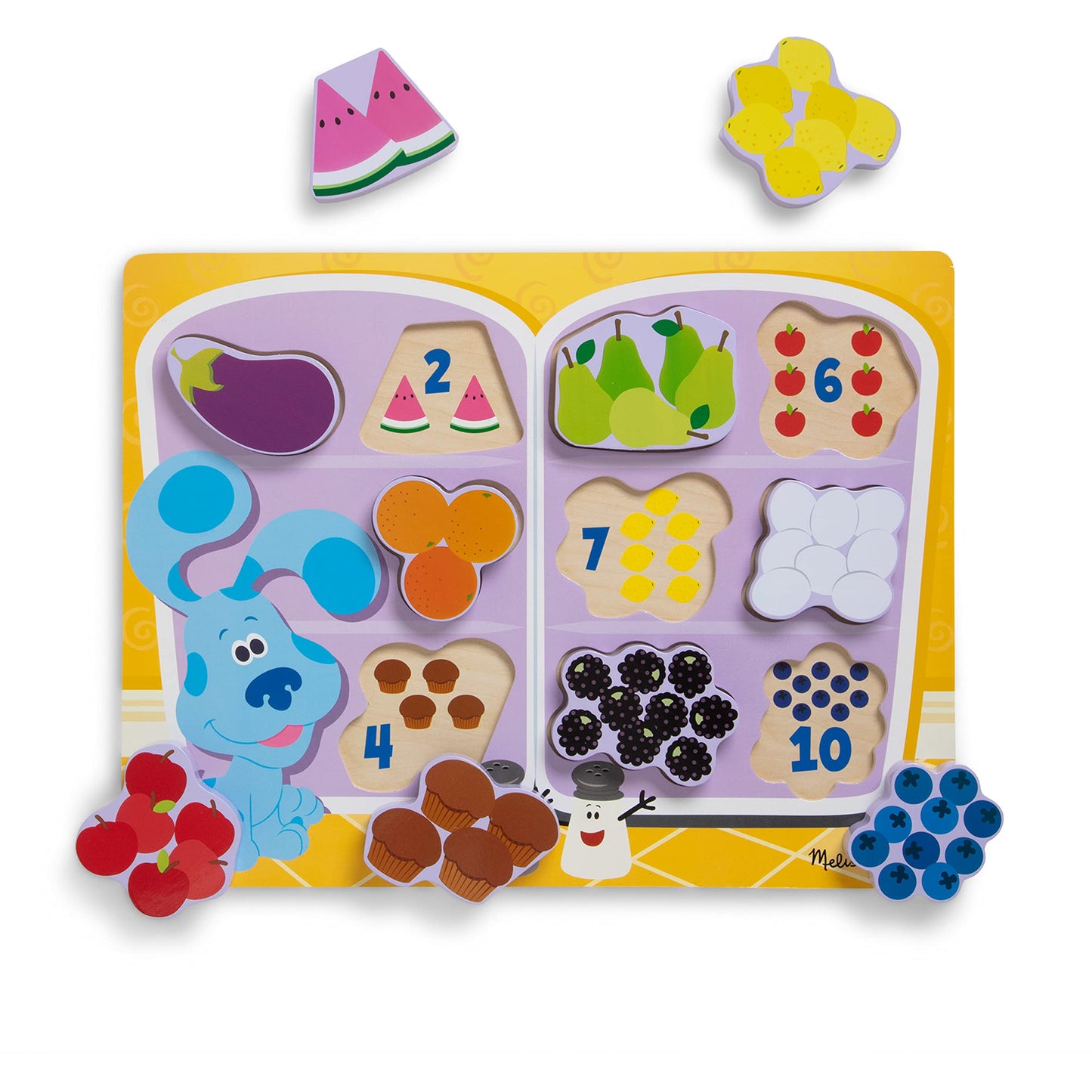Melissa & Doug Blue's Clues & You! Wooden Fridge Food Puzzle (10 Pieces)