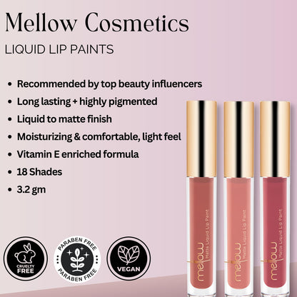 Mellow Cosmetics - Liquid Lip Paint Barcelona | Bold Color, Lightweight Wear