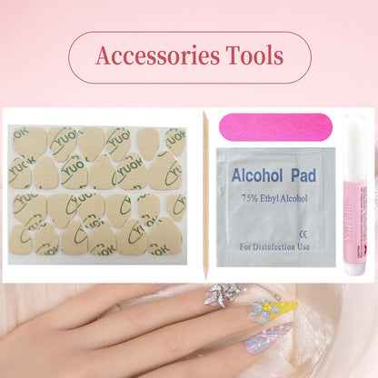 MellowBells Candy Party Nails – Handmade 33mm Long Square Press On Nails with Ring (Size L)