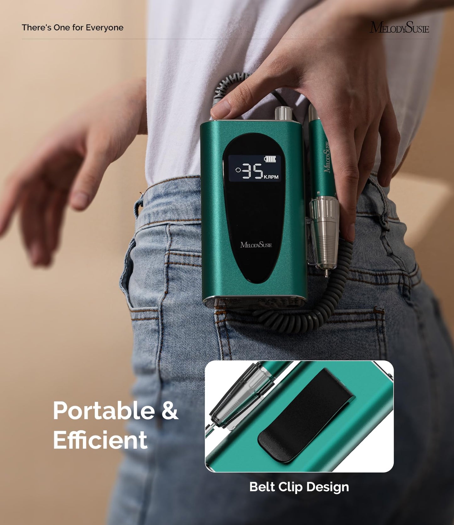 MelodySusie MM400C Pro Clip-On Nail Drill: 35000 RPM, Rechargeable Cordless Electric File