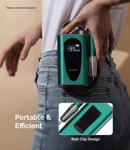 MelodySusie MM400C Pro Clip-On Nail Drill: 35000 RPM, Rechargeable Cordless Electric File