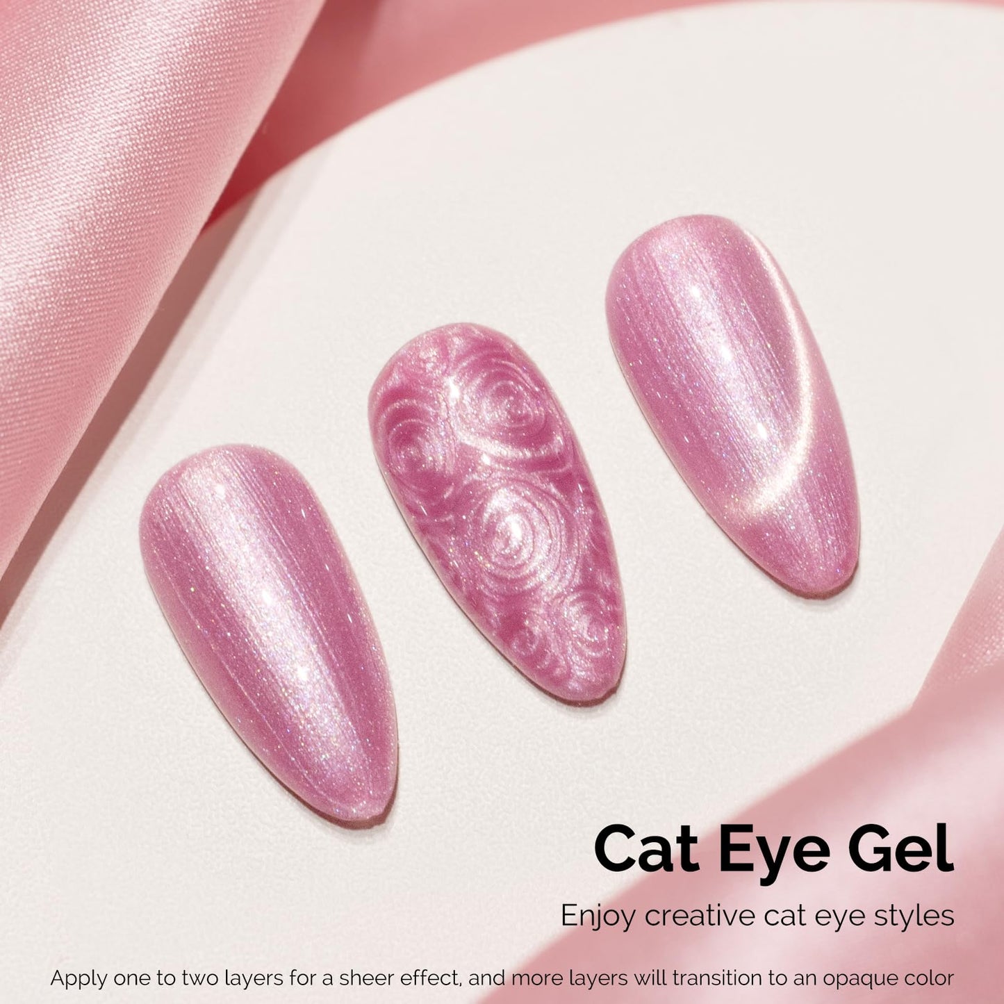 MelodySusie Pearl Cat Eye Gel Polish – Bubblegum Pink Glitter UV Magnetic Nail Polish (0.5oz) G1603