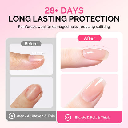 MelodySusie Builder Gel Nail Kit — 6 Nude Pink Thickening Gels, 8-in-1 Base Gel, UV/LED Cure