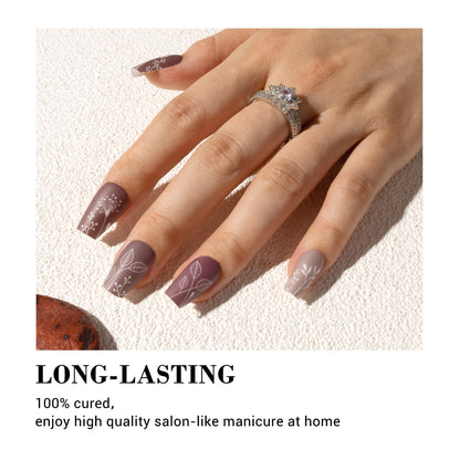 MelodySusie 30PCS Semi Cured Gel Nail Strips – Autumn Leaves | Easy At-Home Manicure, Salon-Quality