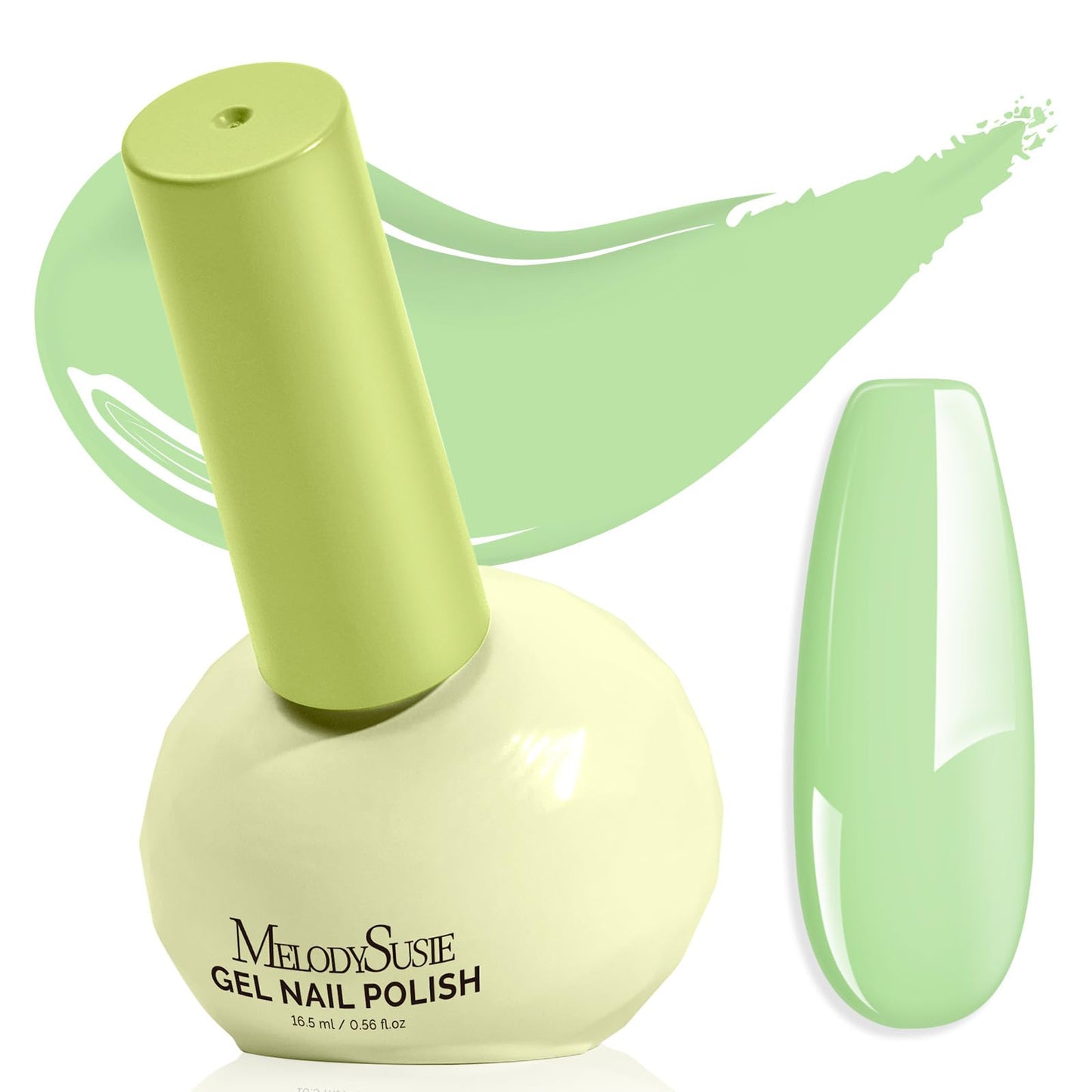 MelodySusie Gel Nail Polish – Plant-Based, Tilt‑Stand Bottle, 0.56 fl oz (16.5 ml), 3‑Free (TPO/HEMA/HPMA), Green