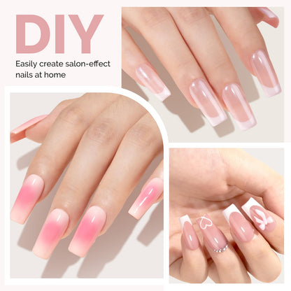 MelodySusie Square Gel Nail Tips Kit – 300Pcs Pre-Built Apex, 15 Sizes, Clear Half-Matte