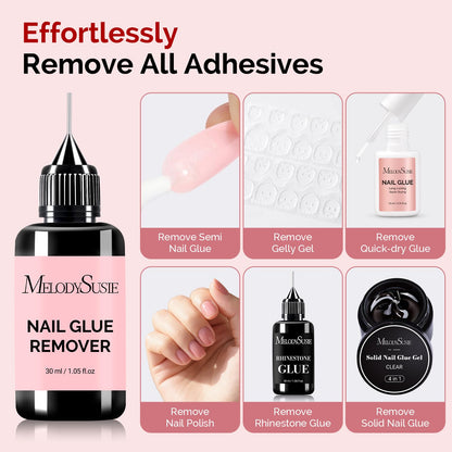 MelodySusie 2PCS Nail Glue Remover – Acetone-Free, Multi-Functional Gel X Nails (30ml x2)