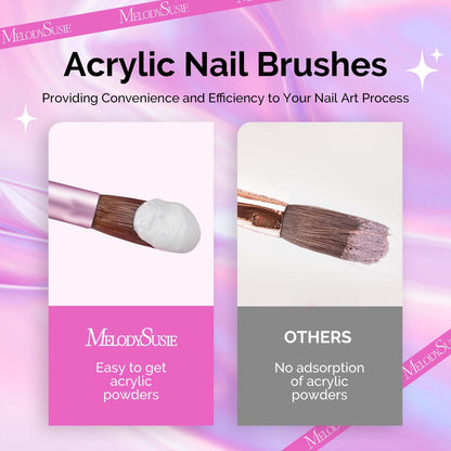 MelodySusie 4Pcs Acrylic Nail Brush Set - 8/12/14/16 Professional Nail Brushes for Extensions & 3D Nail Art