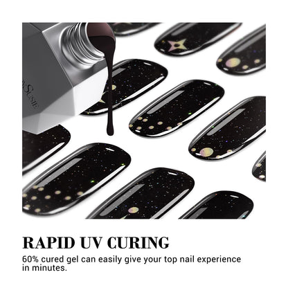 MelodySusie 30Pcs Semi-Cured Gel Nail Strips – Dark Glitter Stars | Easy, Long-Lasting Salon-Quality