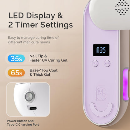 MelodySusie P-PLUS20F: Compact Cordless UV Nail Lamp with Rotatable Panel - Rechargeable Pink