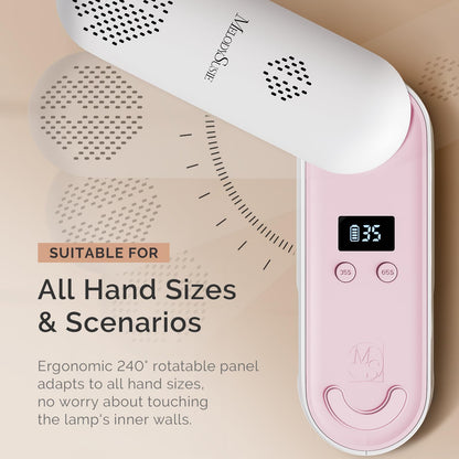 MelodySusie P-PLUS20F: Compact Cordless UV Nail Lamp with Rotatable Panel – 48W, Rechargeable, Pink