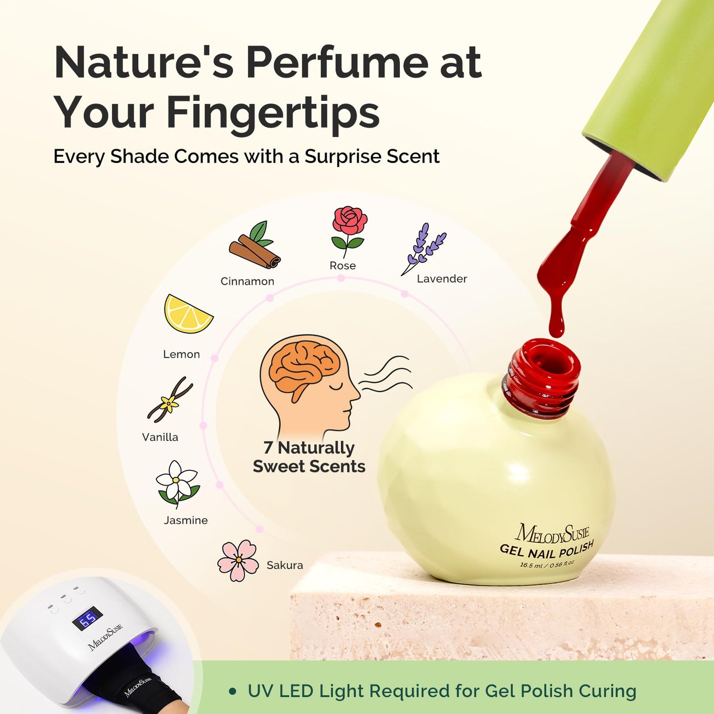 MelodySusie Orange Gel Nail Polish – Highly Pigmented Plant-Based Formula, Tilt‑and‑Stand Bottle, 0.56 Fl Oz, 3‑Free