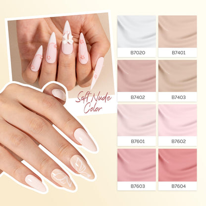 MelodySusie Plant Based Gel Nail Polish Set – Pink & Nude, 8-Piece 10ml, HEMA Free, Soak Off UV/LED, At-Home Manicure