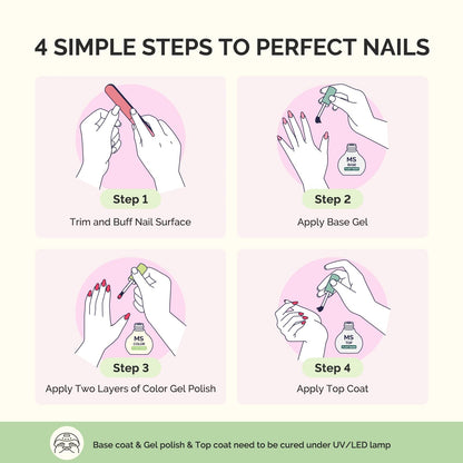 MelodySusie Plant Based Gel Nail Polish Set – Pink & Nude, 8-Piece 10ml, HEMA Free, Soak Off UV/LED, At-Home Manicure