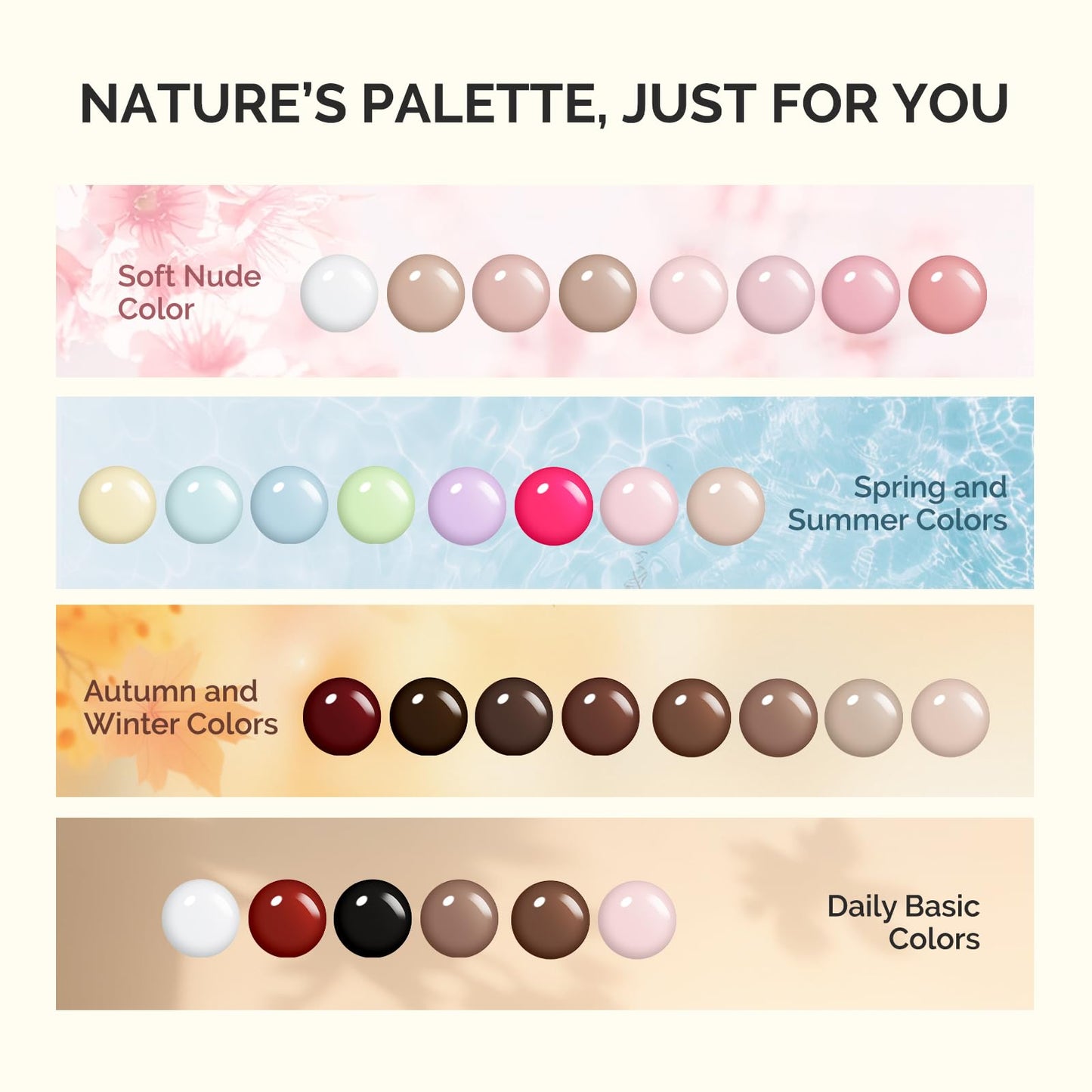 MelodySusie Plant Based Gel Nail Polish Set – 8Pcs, HEMA Free, Soak Off UV/LED, Autumn & Winter Dark Colors, 10ml