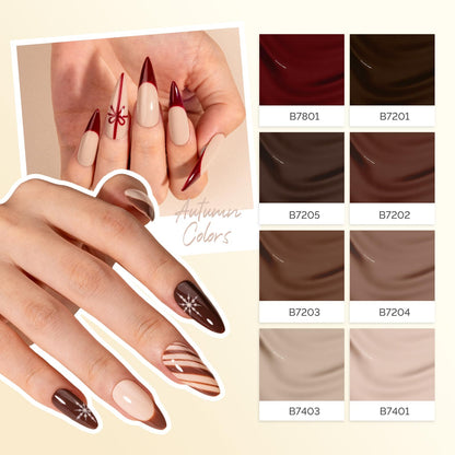 MelodySusie Plant Based Gel Nail Polish Set – 8Pcs, HEMA Free, Soak Off UV/LED, Autumn & Winter Dark Colors, 10ml