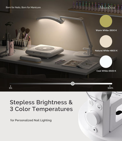 MelodySusie S-Pro29G LED Nail Desk Lamp — Adjustable, Magnetic UV Curing, 3 Color Temps