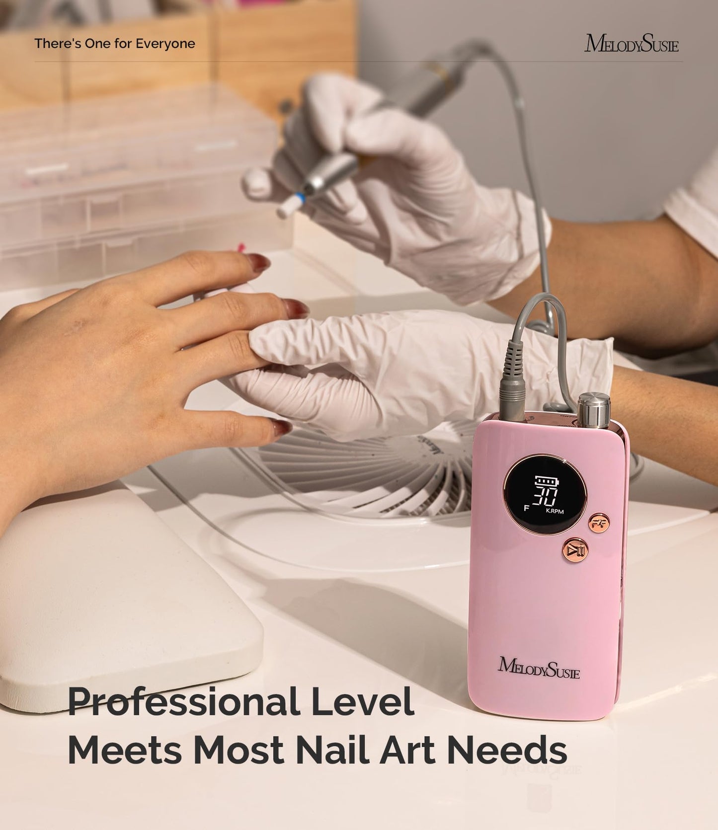 MelodySusie SC320F Clip-On Nail Drill – 30000RPM, Cordless E-File for Home Nail Care