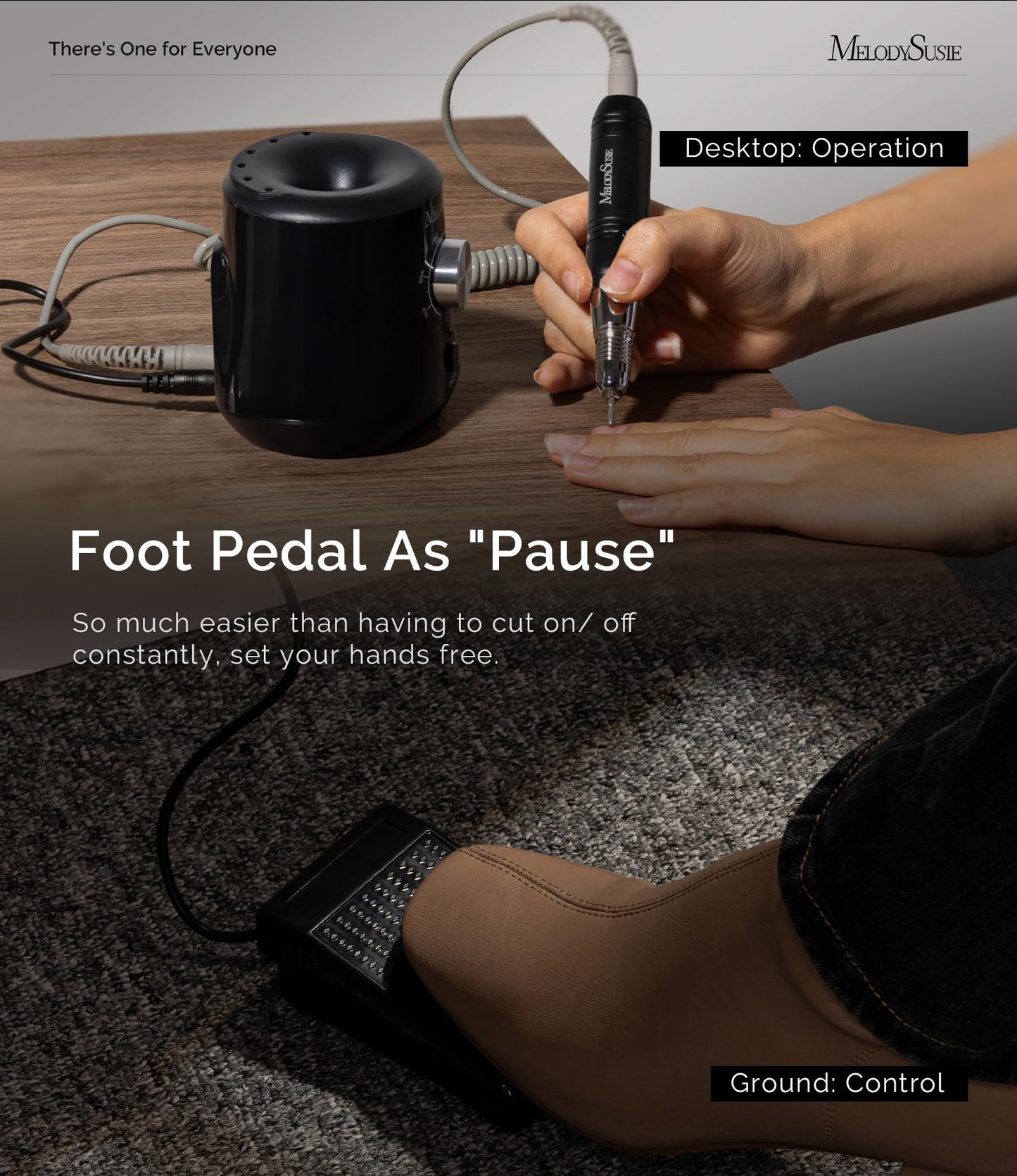 MelodySusie SC320I Nail Drill – 30000RPM Desktop E-File with Foot Pedal