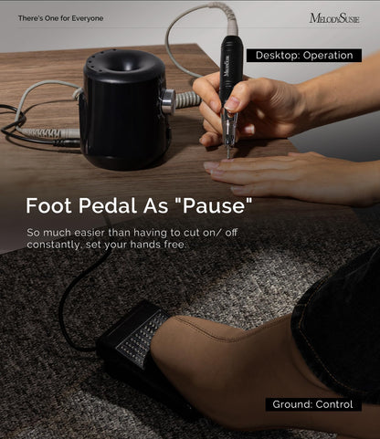 MelodySusie SC320I Nail Drill – 30000RPM Desktop E-File with Foot Pedal
